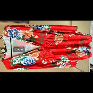Women red floral dress